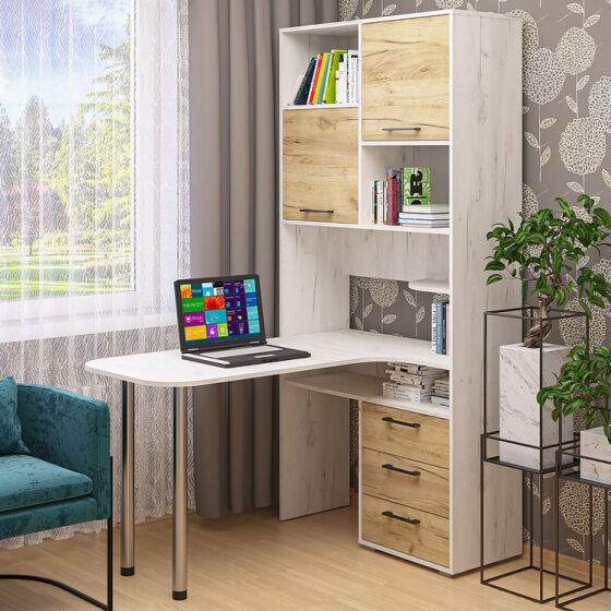 Стол компьютерный СК 61 Крафт светлый с фасадом Крафт золотой