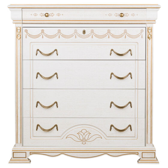 Комод Лаура Комод 002 белый с золотой патиной