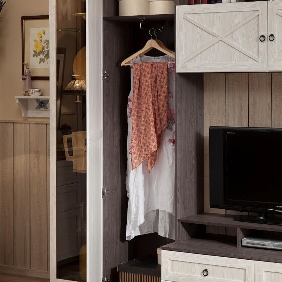 Шкаф для одежды и белья Марсель 11 (гостиная) ясень анкор тем/бодега светлый