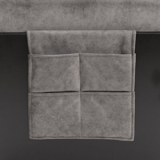 Диван прямой со спальным местом Бартон 120 Goya grey/ ЛДСП черный 5кат левый