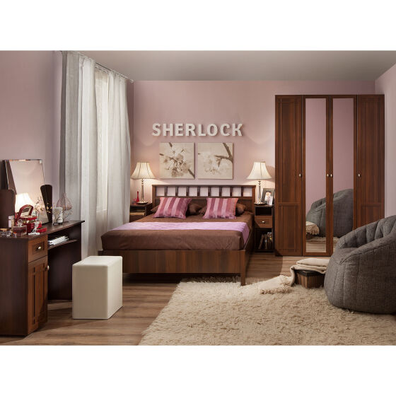 Кровать Люкс Sherlock 50 (спальня) 90+орт. основание Орех шоколадный