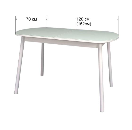 Cтол раздвижной со стеклом РАУНД стол раздвижной со стеклом 120(152)х70 Белый/Белый