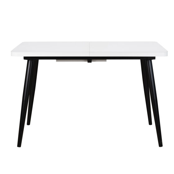 Стол раздвижной со стеклом BORG RADIAL 120(160)х80 БЕЛЫЙ ОПТИВАЙТ ЧЕРНЫЙ