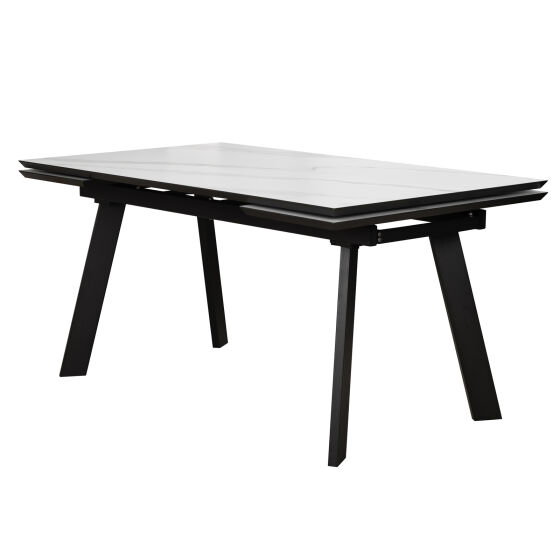 Стол раздвижной ALTEZA FOUR 160 (80)х90 Мрамор светлый Черный