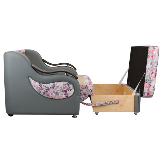 Диван кровать Казачок 120 подлокотник Линда 02 Аманда Grey-Purple 2/Nitro Grey