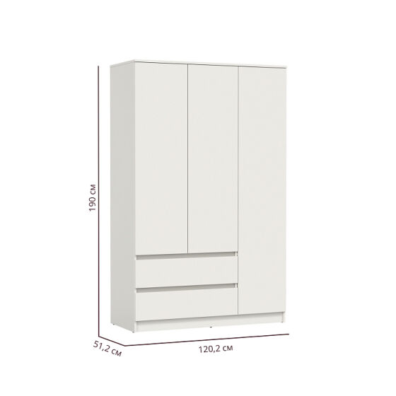 Шкаф 3х створчатый Берген 82.02 1900x1202x512 Белый