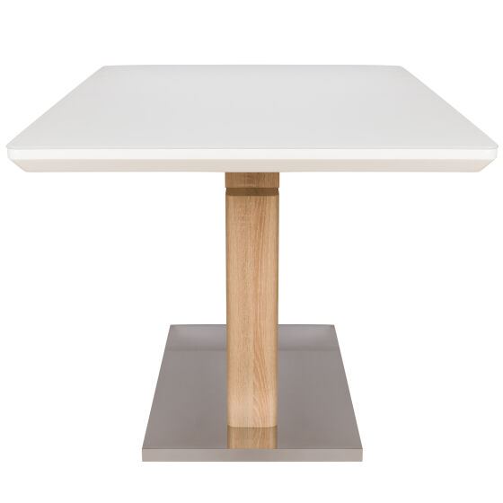 Стол обеденный FOSTER 160/200х90х75 high gloss/закаленное стекло дерево/белый