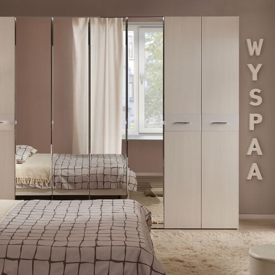 Шкаф для одежды и белья с зеркалом Wyspaa 36 (спальня) бодега светлый