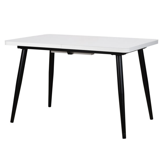 Стол раздвижной со стеклом BORG RADIAL 120(160)х80 БЕЛЫЙ ОПТИВАЙТ ЧЕРНЫЙ