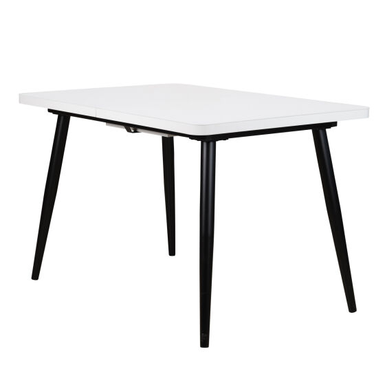 Стол раздвижной со стеклом BORG RADIAL 120(160)х80 БЕЛЫЙ ОПТИВАЙТ ЧЕРНЫЙ