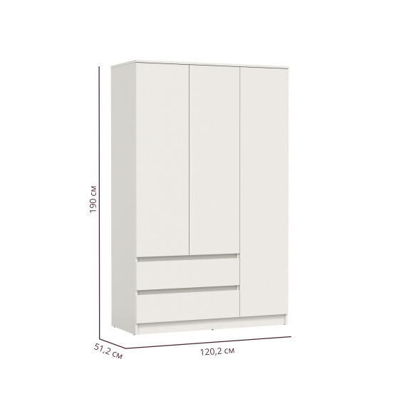 Шкаф 3х створчатый Берген 82.02 1900x1202x512 Белый