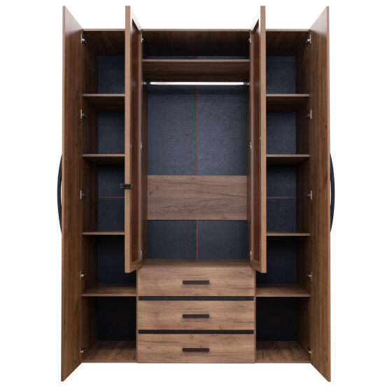 Шкаф для одежды и белья Nature 555 (спальня) Дуб табачный Craft/Черный