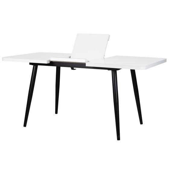 Стол раздвижной со стеклом BORG RADIAL 120(160)х80 БЕЛЫЙ ОПТИВАЙТ ЧЕРНЫЙ